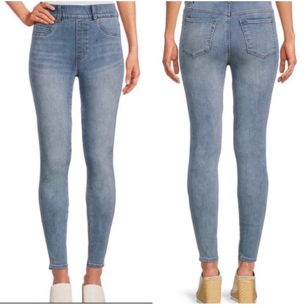 Spanx Pull On Jeans Womens Large Light Wash Vintage High Rise Skinny Stretch - Picture 14 of 14
